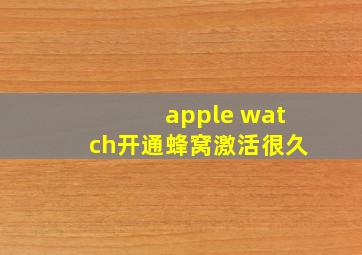 apple watch开通蜂窝激活很久